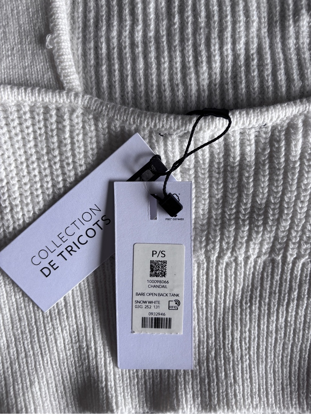 Dynamite Snow White Bare Open Back Tank Sweater